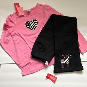 NWT Pink & Black Zebra Gymboree Outfit Set 8 9 new